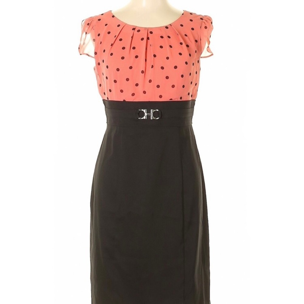 Alyx Petite Coral & Black Polka Dot Dress